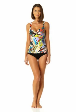 Anne Cole - Women's Retro Twist Front Underwire Tankini Swim Top -SWIMSUITS DIRECT Sales 23MT23461 MULT MYMB36001 BLK 0824