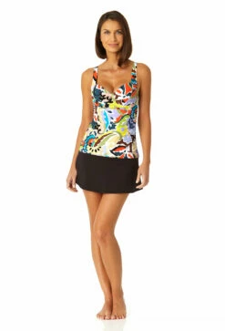 Anne Cole - Women's Retro Twist Front Underwire Tankini Swim Top -SWIMSUITS DIRECT Sales 23MT23461 MULT MYMB41401 BLK 0840