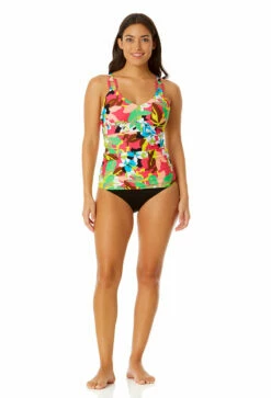 Anne Cole - Women's Easy Ring Tri Tankini Swim Top -SWIMSUITS DIRECT Sales 23MT24665 MULT MYMB36001 BLK 836