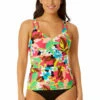 Anne Cole - Women's Easy Ring Tri Tankini Swim Top -SWIMSUITS DIRECT Sales 23MT24665 MULT MYMB36001 BLK 836 FRONT