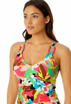 Anne Cole - Women's Easy Ring Tri Tankini Swim Top -SWIMSUITS DIRECT Sales 23MT24665 MULT MYMB41401 BLK 810