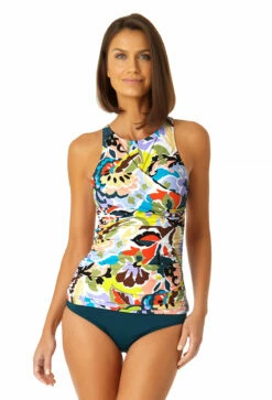 Anne Cole - Women's Front Wrap High Neck Keyhole Tankini Swim Top -SWIMSUITS DIRECT Sales 23MT24961 MULT MYMB36001 DSBL 0684 FRONT