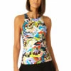 Anne Cole - Women's Front Wrap High Neck Keyhole Tankini Swim Top -SWIMSUITS DIRECT Sales 23MT24961 MULT MYMB41401 BLK 0725 FRONT