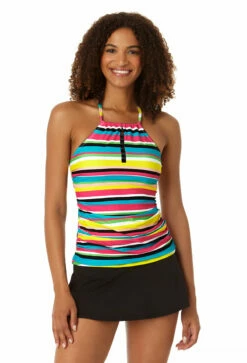 Anne Cole - Women's Center Tab High Neck Tankini Swim Top