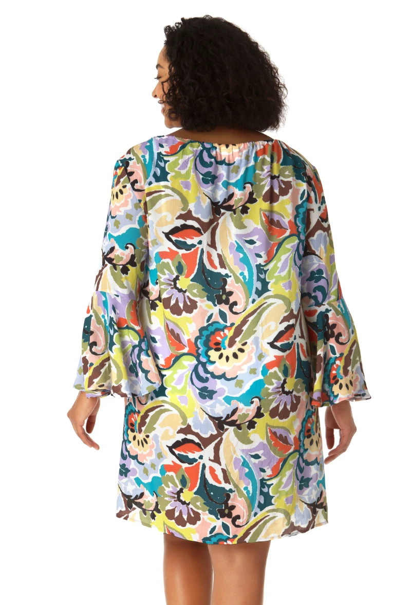 Anne Cole Plus - Women's Bell Sleeve Tunic Swimsuit Cover Up 4 Anne Cole Plus - Women's Bell Sleeve Tunic Swimsuit Cover Up - Image 2