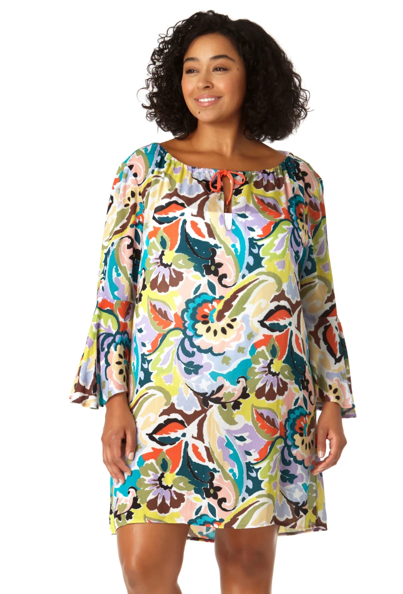 Anne Cole Plus - Women's Bell Sleeve Tunic Swimsuit Cover Up 3 Anne Cole Plus - Women's Bell Sleeve Tunic Swimsuit Cover Up