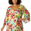 Anne Cole Plus - Women's Flounce V Neck Tunic Swimsuit Cover Up 2 Anne Cole Plus - Women's Flounce V Neck Tunic Swimsuit Cover Up -SWIMSUITS DIRECT Sales 23PC51065 MULT 2228 FRONT