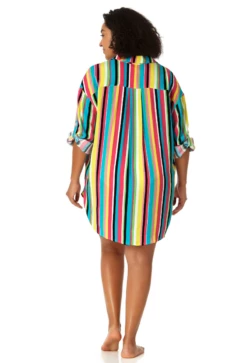 Anne Cole Plus - Women's Button Down Shirt Swimsuit Cover Up 9 Anne Cole Plus - Women's Button Down Shirt Swimsuit Cover Up -SWIMSUITS DIRECT Sales 23PC53084 MULT 17