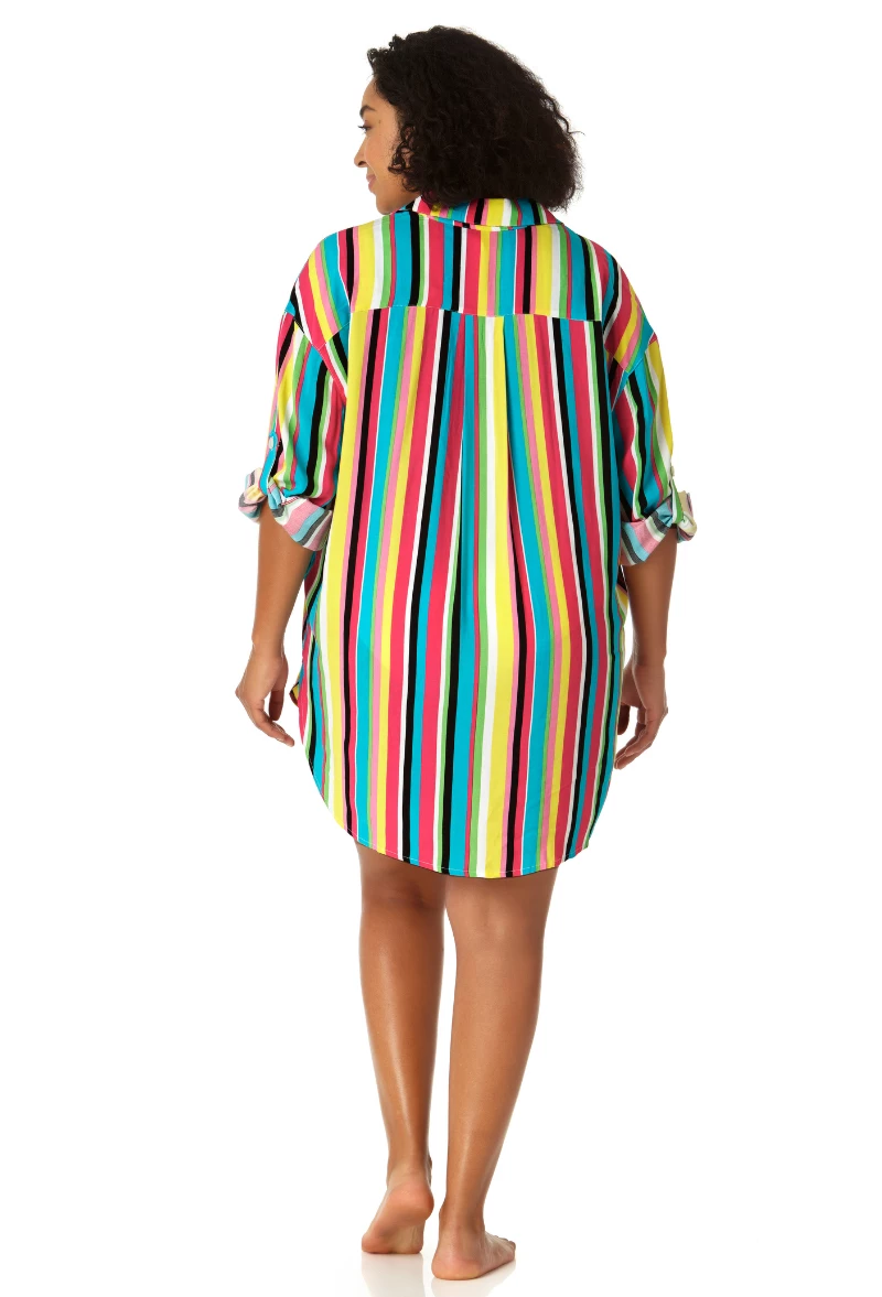 Anne Cole Plus - Women's Button Down Shirt Swimsuit Cover Up 6 Anne Cole Plus - Women's Button Down Shirt Swimsuit Cover Up - Image 4