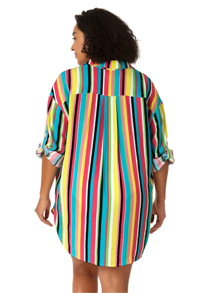 Anne Cole Plus - Women's Button Down Shirt Swimsuit Cover Up 4 Anne Cole Plus - Women's Button Down Shirt Swimsuit Cover Up - Image 2