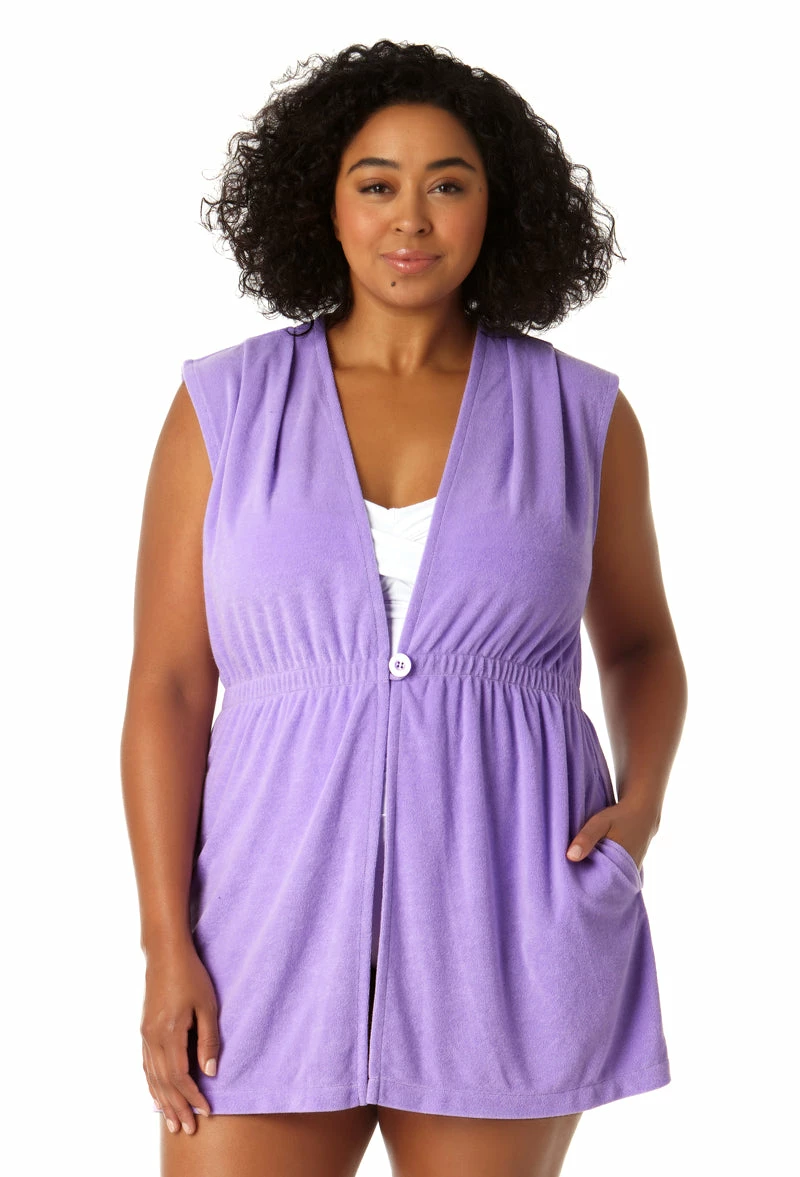 Anne Cole Plus - Women's Terry Cloth Robe Swimsuit Cover Up 3 Anne Cole Plus - Women's Terry Cloth Robe Swimsuit Cover Up