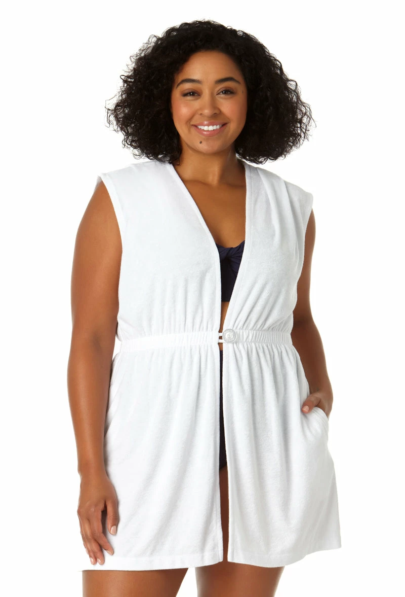 Anne Cole Plus - Women's Terry Cloth Robe Swimsuit Cover Up 7 Anne Cole Plus - Women's Terry Cloth Robe Swimsuit Cover Up - Image 5