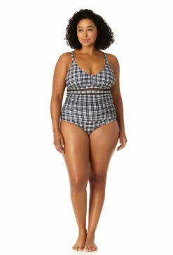 Anne Cole Plus - Women's Trim Triangle One Piece Swimsuit 8 Anne Cole Plus - Women's Trim Triangle One Piece Swimsuit -SWIMSUITS DIRECT Sales 23PO02483 BKWH 2083