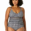 Anne Cole Plus - Women's Trim Triangle One Piece Swimsuit 2 Anne Cole Plus - Women's Trim Triangle One Piece Swimsuit -SWIMSUITS DIRECT Sales 23PO02483 BKWH 2083 FRONT