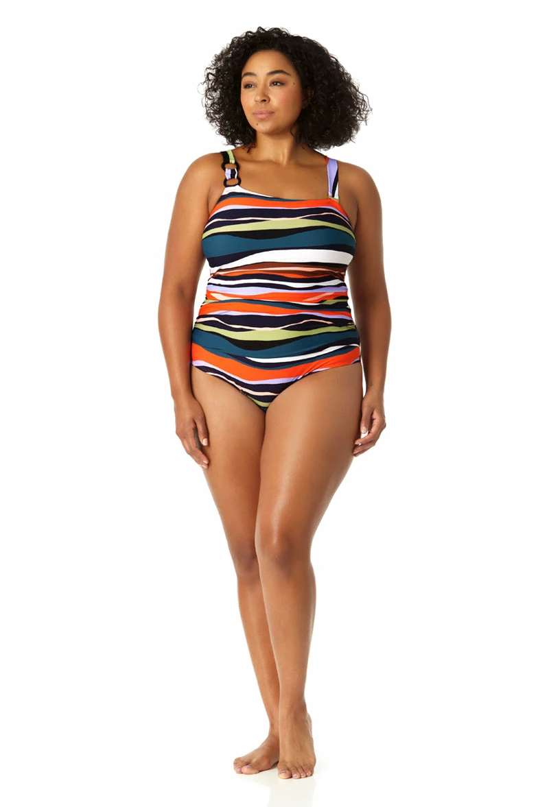 Anne Cole Plus - Women's Ring Strap Asymmetric One Piece Swimsuit 5 Anne Cole Plus - Women's Ring Strap Asymmetric One Piece Swimsuit - Image 3