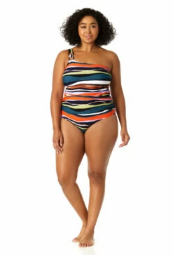 Anne Cole Plus - Women's Ring Strap Asymmetric One Piece Swimsuit 13 Anne Cole Plus - Women's Ring Strap Asymmetric One Piece Swimsuit -SWIMSUITS DIRECT Sales 23PO02785 MULT 0462