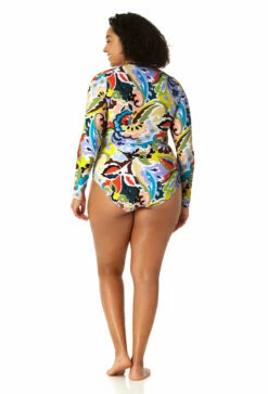 Anne Cole Plus - Women's Long Sleeve Front Zip Rash Guard Swimsuit 9 Anne Cole Plus - Women's Long Sleeve Front Zip Rash Guard Swimsuit -SWIMSUITS DIRECT Sales 23PO03061 MULT 1256