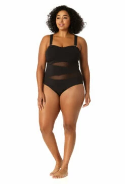 Anne Cole Plus - Women's Mesh Strapless One Piece Swimsuit 11 Anne Cole Plus - Women's Mesh Strapless One Piece Swimsuit -SWIMSUITS DIRECT Sales 23PO03301 BLK 0023