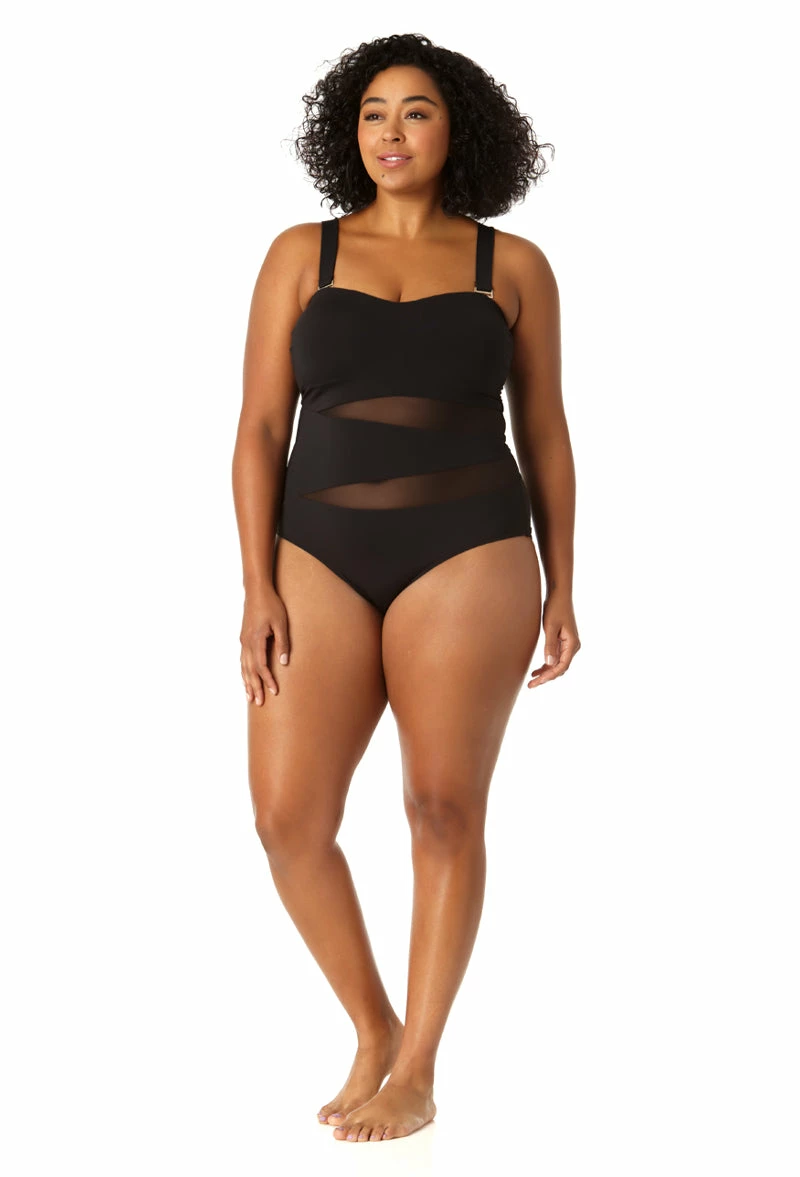 Anne Cole Plus - Women's Mesh Strapless One Piece Swimsuit 5 Anne Cole Plus - Women's Mesh Strapless One Piece Swimsuit - Image 3