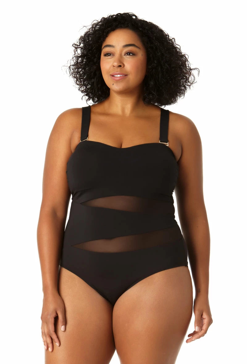 Anne Cole Plus - Women's Mesh Strapless One Piece Swimsuit 7 Anne Cole Plus - Women's Mesh Strapless One Piece Swimsuit - Image 5