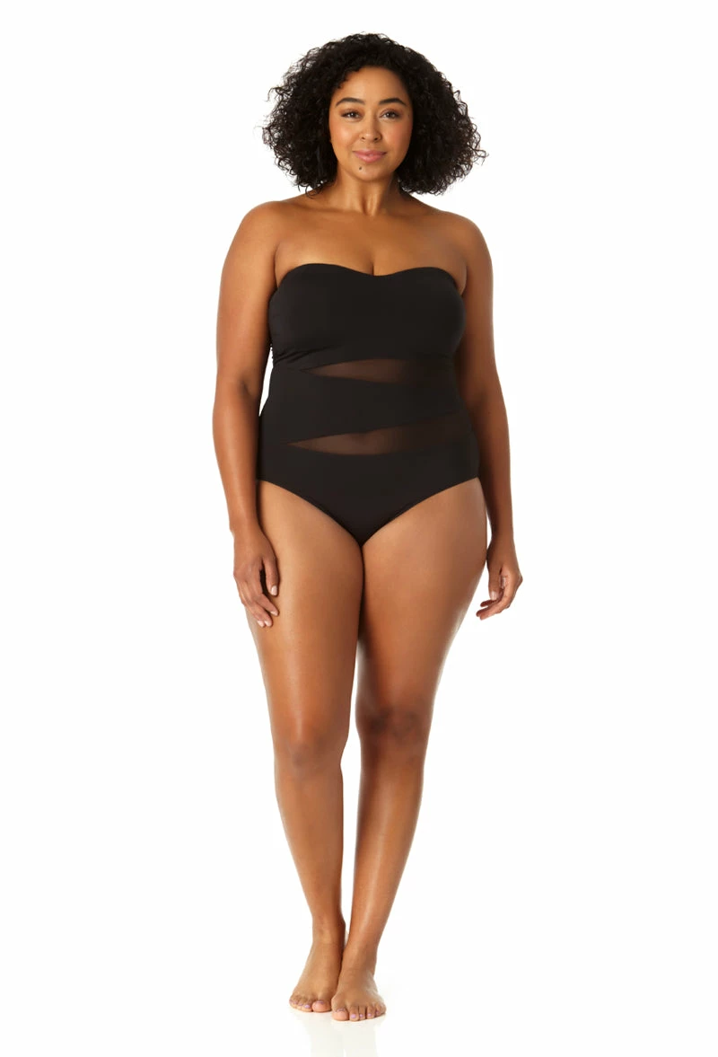Anne Cole Plus - Women's Mesh Strapless One Piece Swimsuit 8 Anne Cole Plus - Women's Mesh Strapless One Piece Swimsuit - Image 6