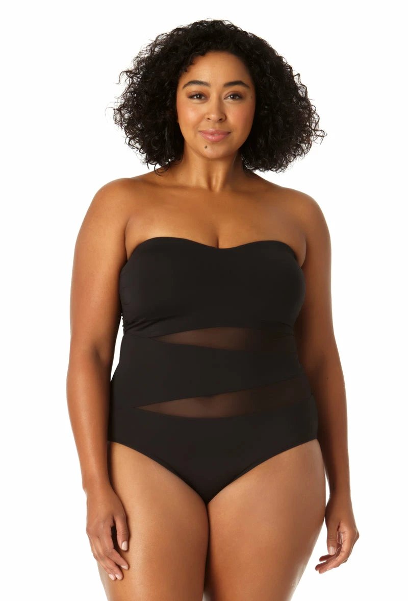 Anne Cole Plus - Women's Mesh Strapless One Piece Swimsuit 3 Anne Cole Plus - Women's Mesh Strapless One Piece Swimsuit