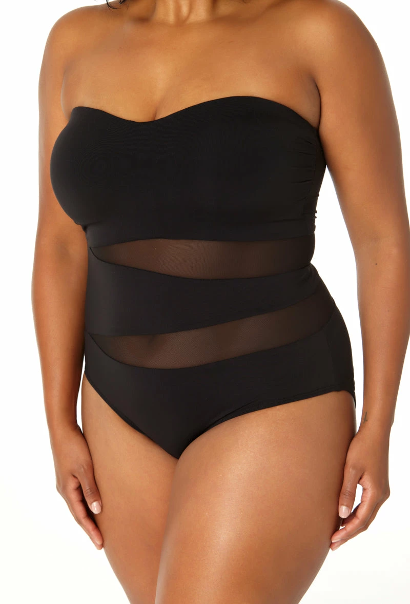 Anne Cole Plus - Women's Mesh Strapless One Piece Swimsuit 9 Anne Cole Plus - Women's Mesh Strapless One Piece Swimsuit - Image 7