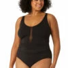 Anne Cole Plus - Women's Mesh One Piece Swimsuit -SWIMSUITS DIRECT Sales 23PO03501 BLK 0062 FRONT