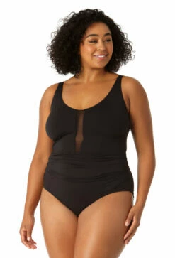 Anne Cole Plus - Women's Mesh One Piece Swimsuit