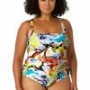 Anne Cole Plus - Women's Belted Square Neck One Piece Swimsuit 1 Anne Cole Plus - Women's Belted Square Neck One Piece Swimsuit -SWIMSUITS DIRECT Sales 23PO05861 MULT 1150 FRONT