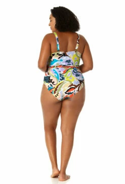 Anne Cole Plus - Women's Belted Square Neck One Piece Swimsuit 9 Anne Cole Plus - Women's Belted Square Neck One Piece Swimsuit -SWIMSUITS DIRECT Sales 23PO05861 MULT 1168