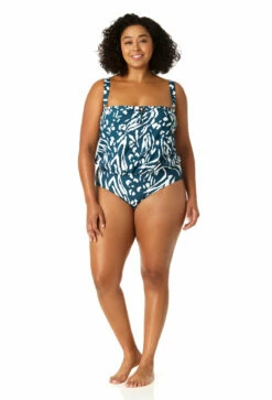 Anne Cole Plus - Women's Strapless Blouson Keyhole One Piece Swimsuit 12 Anne Cole Plus - Women's Strapless Blouson Keyhole One Piece Swimsuit -SWIMSUITS DIRECT Sales 23PO06157 BLWH 0612