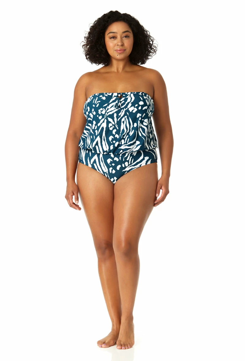 Anne Cole Plus - Women's Strapless Blouson Keyhole One Piece Swimsuit 5 Anne Cole Plus - Women's Strapless Blouson Keyhole One Piece Swimsuit - Image 3