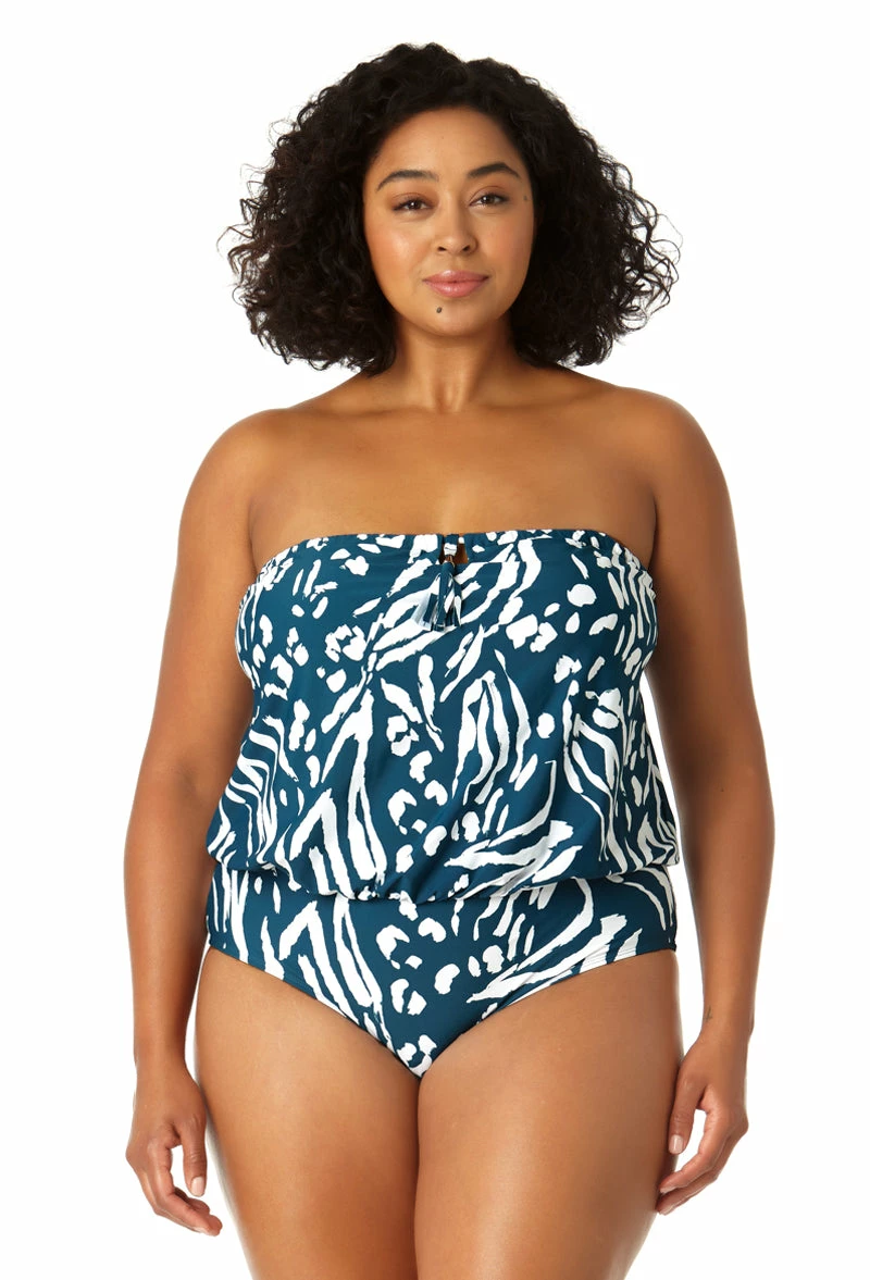 Anne Cole Plus - Women's Strapless Blouson Keyhole One Piece Swimsuit 8 Anne Cole Plus - Women's Strapless Blouson Keyhole One Piece Swimsuit - Image 6
