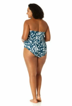 Anne Cole Plus - Women's Strapless Blouson Keyhole One Piece Swimsuit 11 Anne Cole Plus - Women's Strapless Blouson Keyhole One Piece Swimsuit -SWIMSUITS DIRECT Sales 23PO06157 BLWH 0647