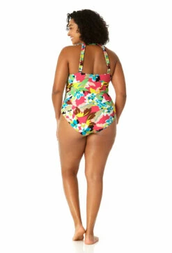 Anne Cole Plus - Women's High Neck With Ruffled Straps One Piece Swimsuit -SWIMSUITS DIRECT Sales 23PO06465 MULT 2362