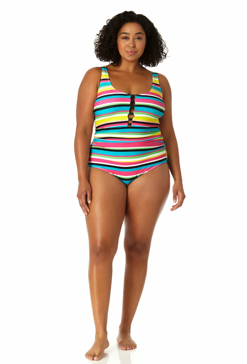 Anne Cole Plus - Women's Center Tab Over The Shoulder One Piece Swimsuit 5 Anne Cole Plus - Women's Center Tab Over The Shoulder One Piece Swimsuit - Image 3