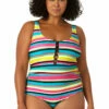 Anne Cole Plus - Women's Center Tab Over The Shoulder One Piece Swimsuit 1 Anne Cole Plus - Women's Center Tab Over The Shoulder One Piece Swimsuit -SWIMSUITS DIRECT Sales 23PO07584 MULT 1777 FRONT