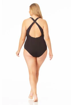 Anne Cole Plus - Women's V Neck Cross Back One Piece Swimsuit 21 Anne Cole Plus - Women's V Neck Cross Back One Piece Swimsuit -SWIMSUITS DIRECT Sales 23PO09101 BLK 026