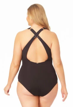 Anne Cole Plus - Women's V Neck Cross Back One Piece Swimsuit 20 Anne Cole Plus - Women's V Neck Cross Back One Piece Swimsuit -SWIMSUITS DIRECT Sales 23PO09101 BLK 026 BACK