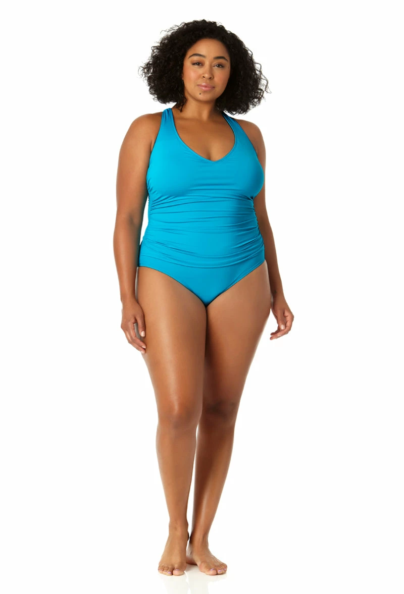Anne Cole Plus - Women's V Neck Cross Back One Piece Swimsuit 12 Anne Cole Plus - Women's V Neck Cross Back One Piece Swimsuit - Image 10