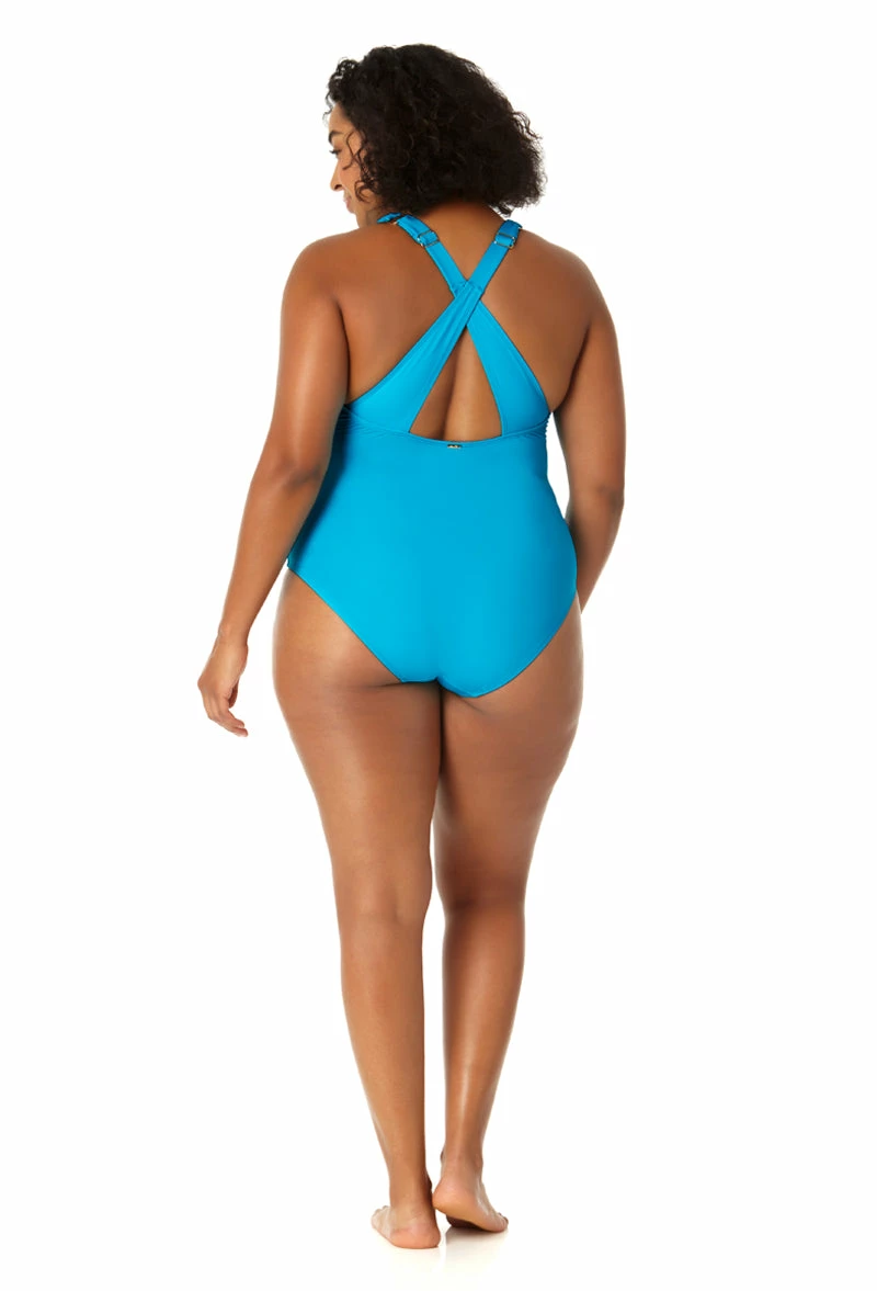 Anne Cole Plus - Women's V Neck Cross Back One Piece Swimsuit 14 Anne Cole Plus - Women's V Neck Cross Back One Piece Swimsuit - Image 12