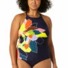 Anne Cole Plus - Women's High Neck Tankini Top -SWIMSUITS DIRECT Sales 23PT20650 MULT MYMB36001 NAVY 0266 FRONT
