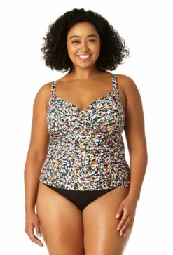 Anne Cole Plus - Women's Twist Front Underwire Tankini Swim Top