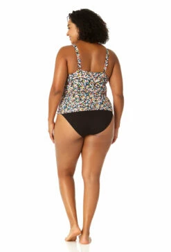Anne Cole Plus - Women's Twist Front Underwire Tankini Swim Top -SWIMSUITS DIRECT Sales 23PT23370 MULT MYMB36001 BLK 2587