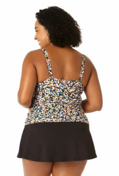 Anne Cole Plus - Women's Twist Front Underwire Tankini Swim Top -SWIMSUITS DIRECT Sales 23PT23370 MULT MYMB41401 BLK 2661 BACK
