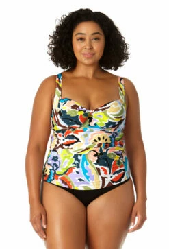 Anne Cole Plus - Women's Retro Twist Front Underwire Tankini Swim Top