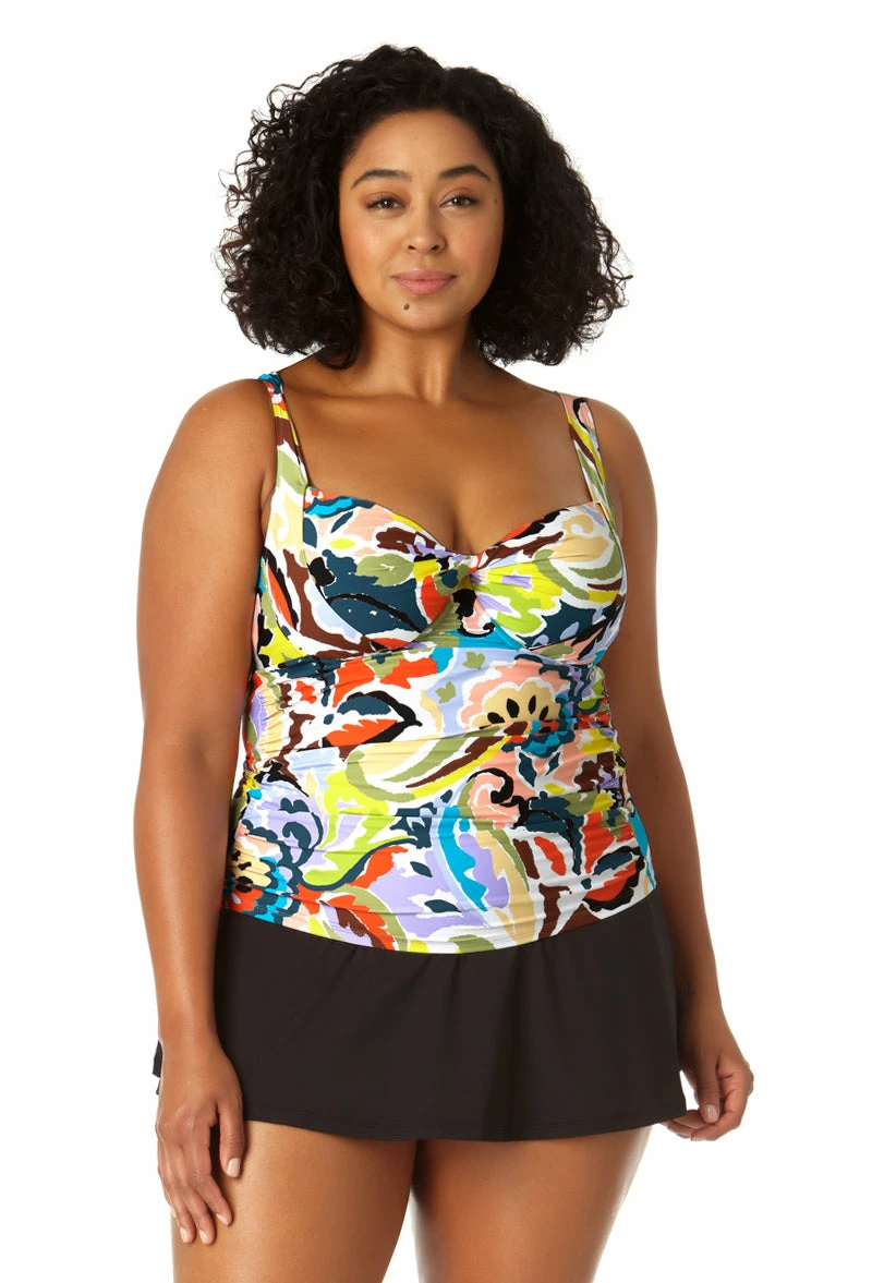 Anne Cole Plus - Women's Retro Twist Front Underwire Tankini Swim Top 7 Anne Cole Plus - Women's Retro Twist Front Underwire Tankini Swim Top - Image 5