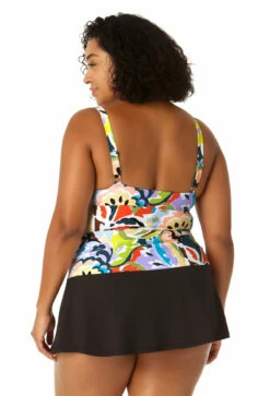 Anne Cole Plus - Women's Retro Twist Front Underwire Tankini Swim Top 15 Anne Cole Plus - Women's Retro Twist Front Underwire Tankini Swim Top -SWIMSUITS DIRECT Sales 23PT23461 MULT MYMB41401 BLK 1063 BACK