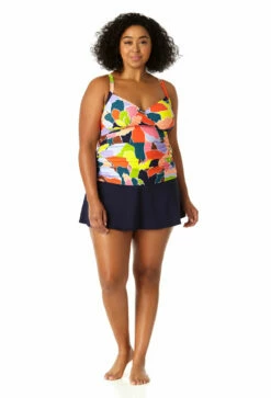 Anne Cole Plus - Women's Halter Tankini Top 12 Anne Cole Plus - Women's Halter Tankini Top -SWIMSUITS DIRECT Sales 23PT24550 MULT MYMB41401 NAVY 1492